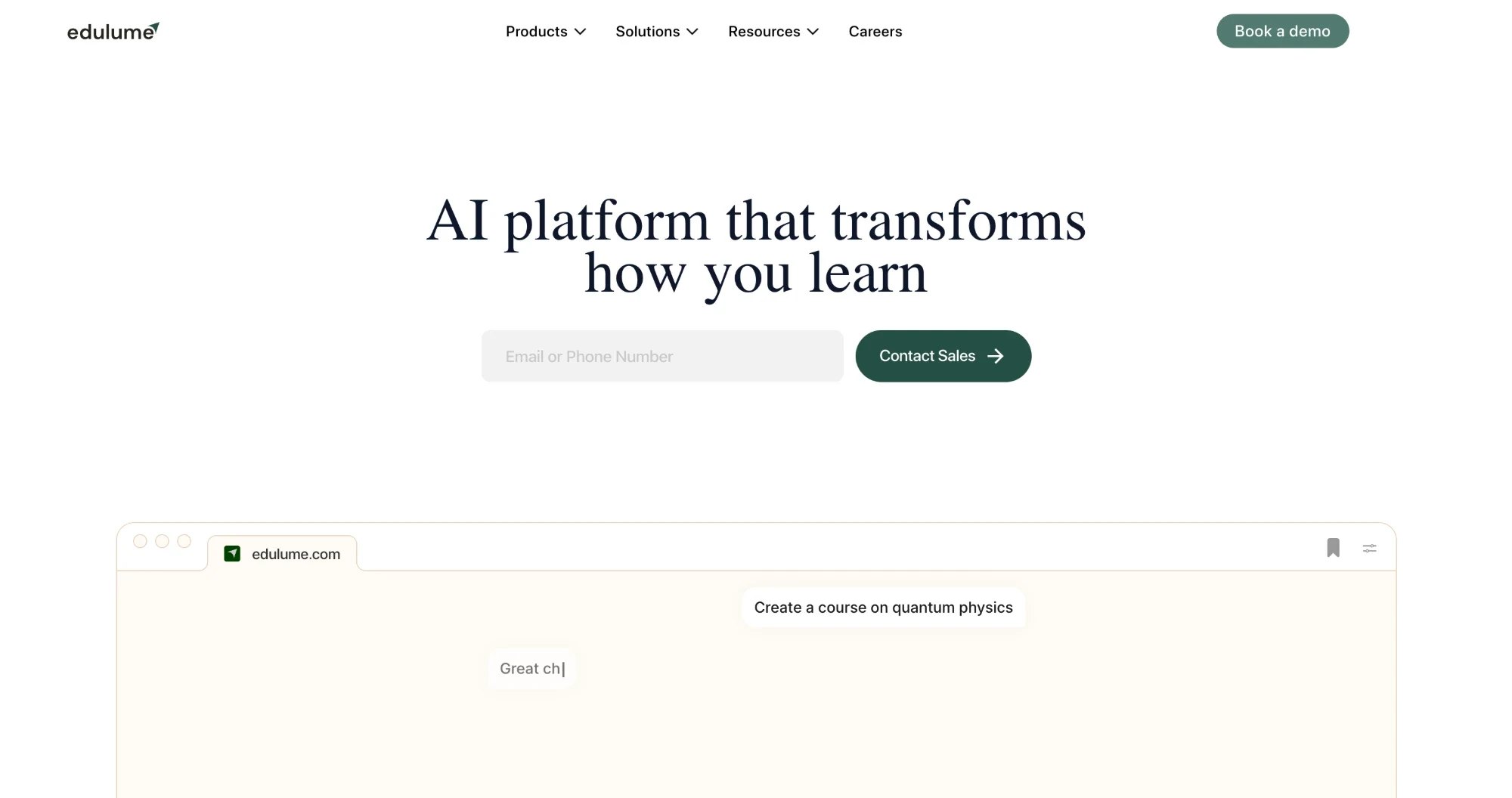 Edulume landing page